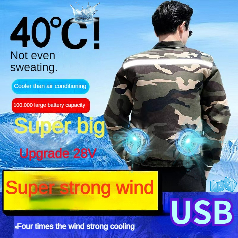 Cool Jacket Men's Refrigeration Fan Jacket Air Conditioner Clothes Cooling 13 Hours High Temperature Work Fishing Coat Hiking