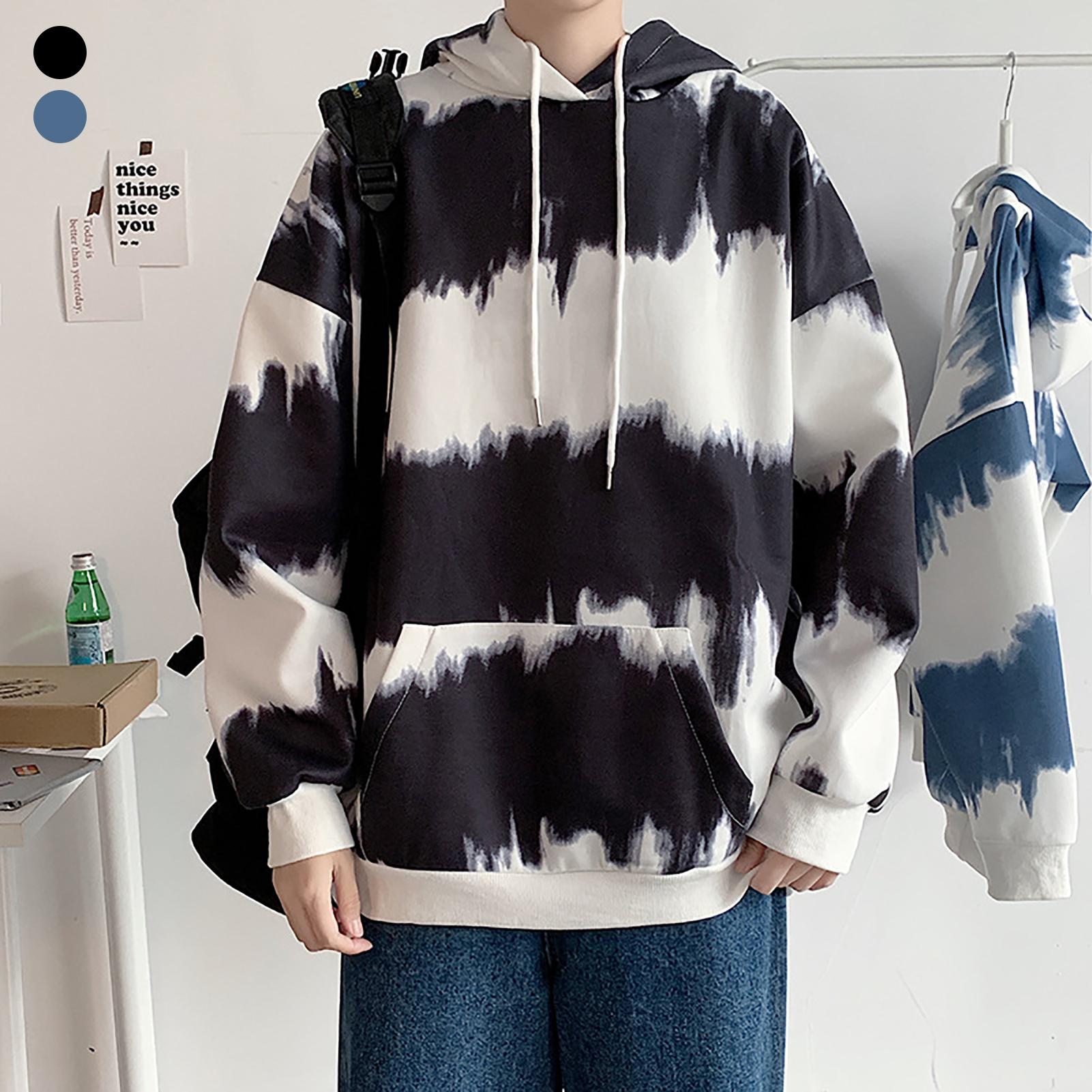 Hombres Mujeres invierno otoño Tie Dye Gradient Color Hoodie Warm grueso de gran tamaño bolsillo de manga larga sudadera Unisex Casual prendas de vestir