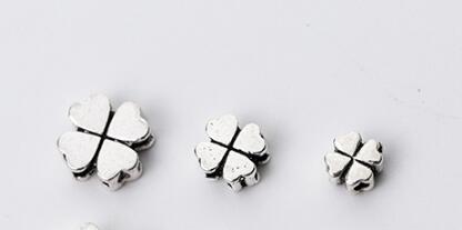 925 prata esterlina bonito trevo espaçador grânulos 5mm 6mm 8mm decoração artesanato prata charme contas diy jóias fazendo pulseiras: black / 8mm 2pcs