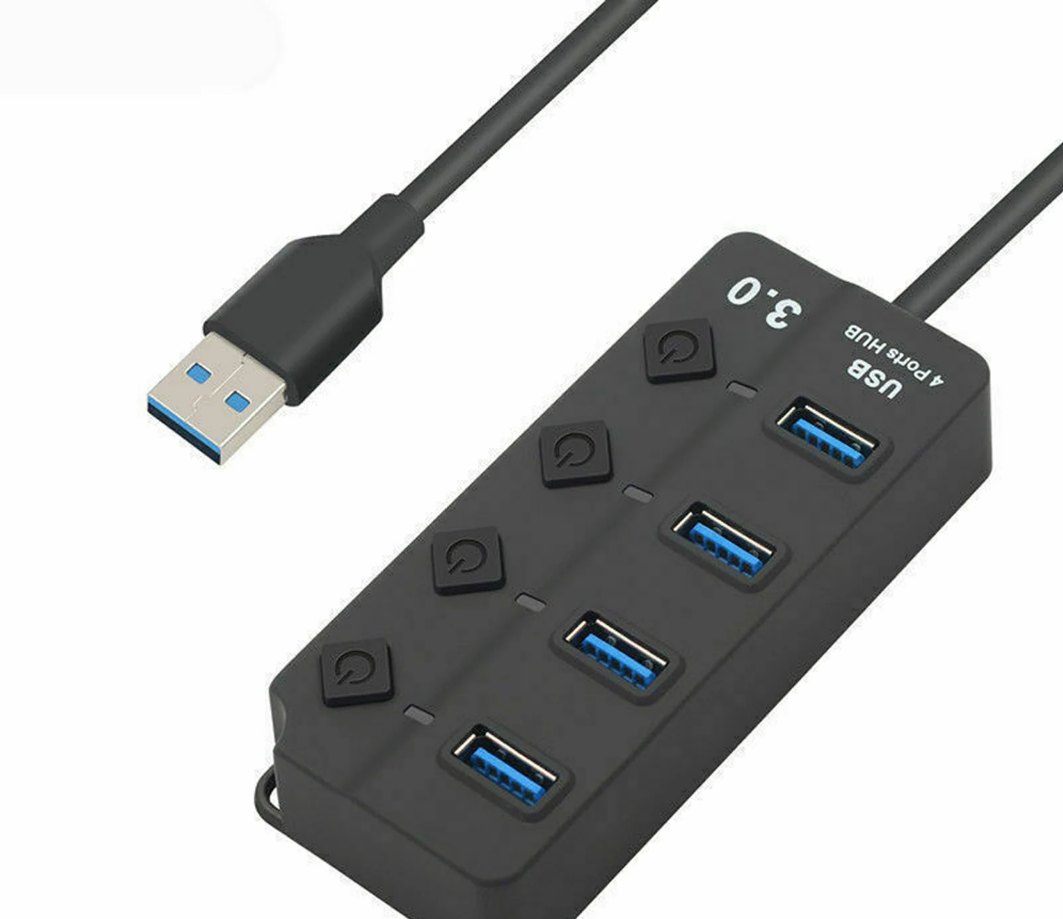 4- ports usb 3.0- hub multisplitter oplader strømadapter flere udvidelseshubs med switch til bærbar computer: Default Title