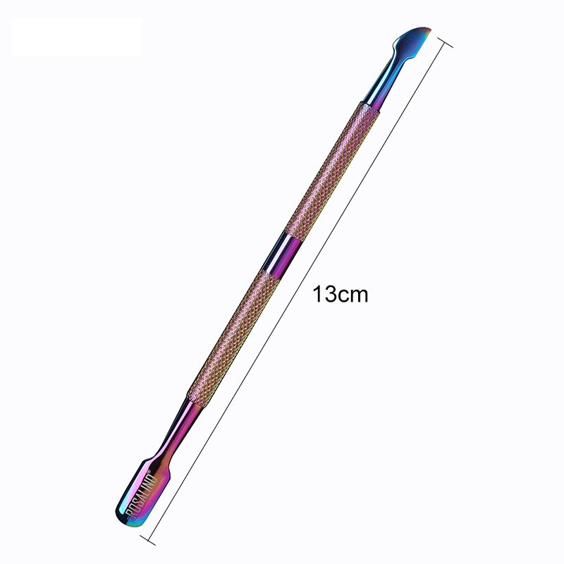 Pala de acero inoxidable con doble cabezal para retirar las cutículas de la piel muerta, limpia uñas de manicura y pedicura, 1 unidad