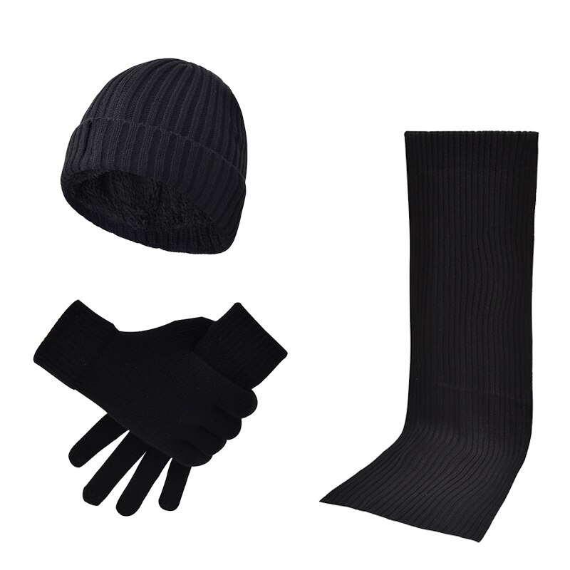 Vinter hat tørklæde handsker til kvinder mænd tyk bomuld dame hat og tørklæde sæt hat og tørklæde til kvinder 3 stykker sæt