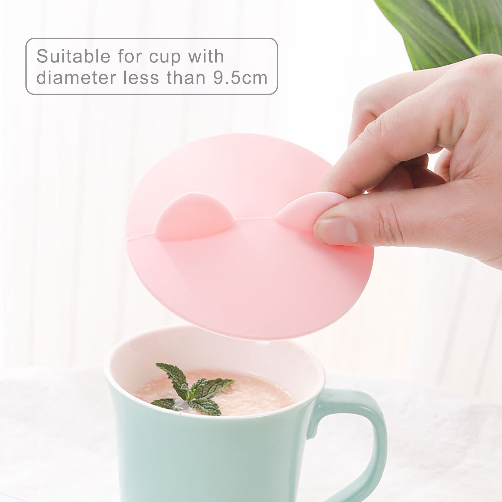 25# Cat Ears Cup Lids Dust Reusable Silicone Cover Heat Resistant Cup Thermal Insulation Cover Tea Cup Caps Cup Accessories