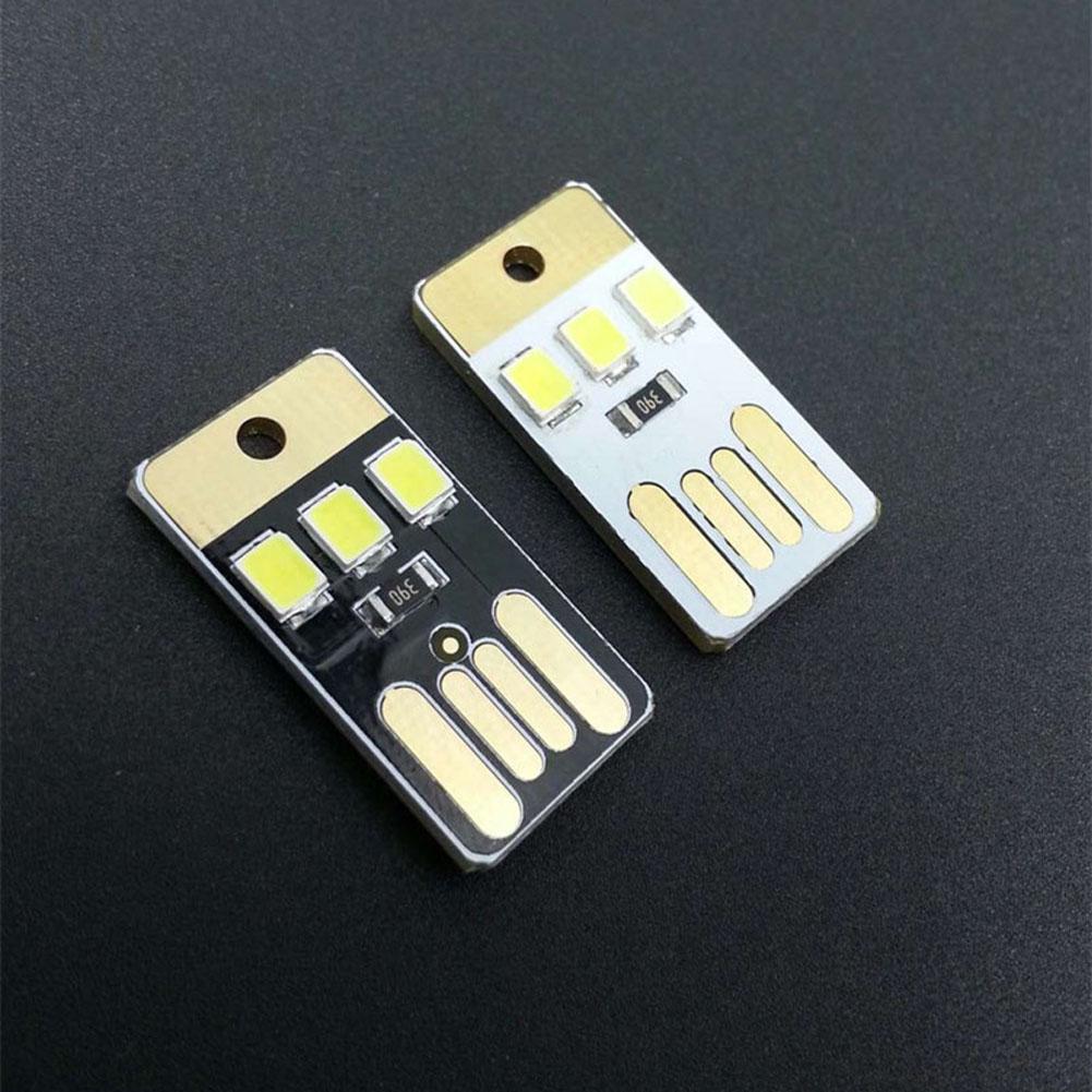 Dubbelzijdig Usb 3 X Led Warm Mini Usb Pocket Card Led Licht Met Licht Inductie Schakelaar Camping Laptop Toetsenbord lamp Wit