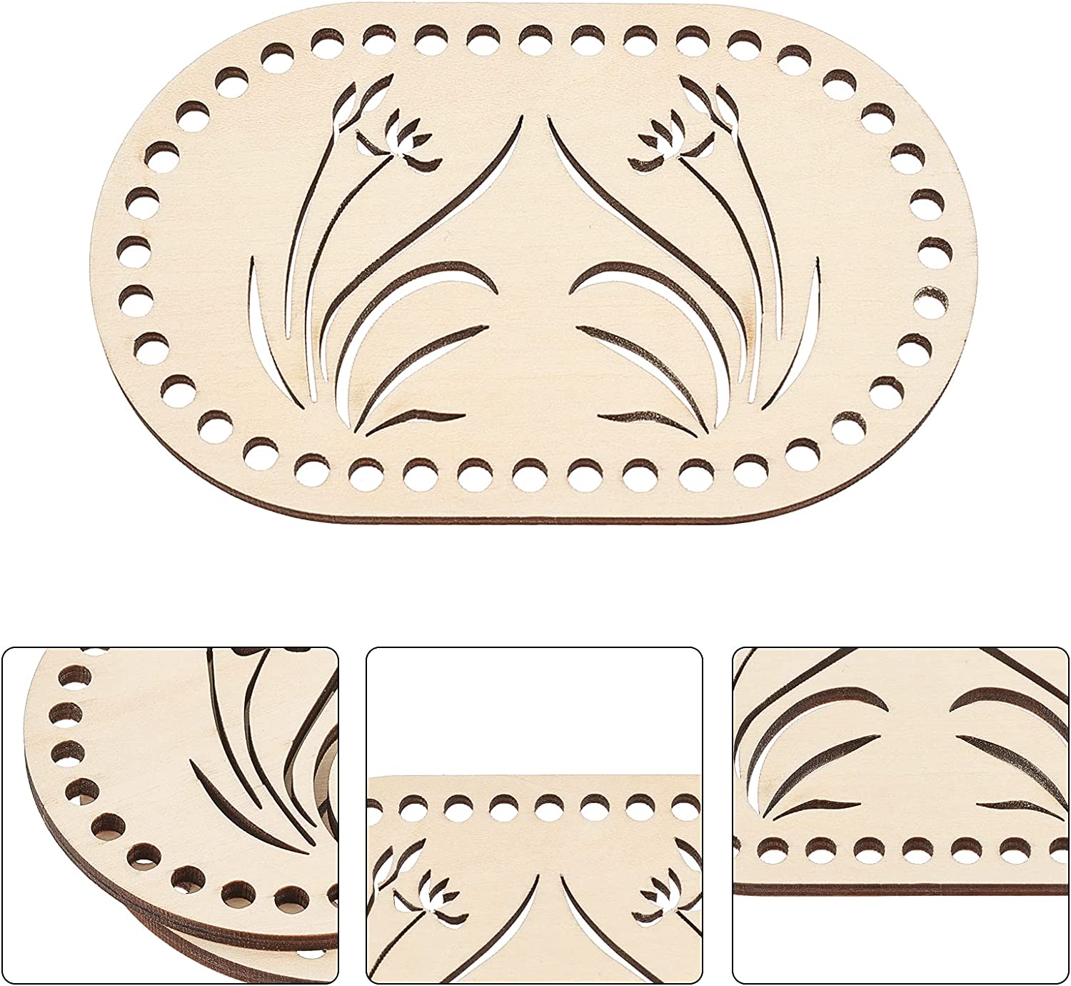 2 stk. naturlig trekurvbunn, fast heklet kurv, trebunn til diy-kurvfletting, forsyninger til hobbylaging, hjemmedekorasjon