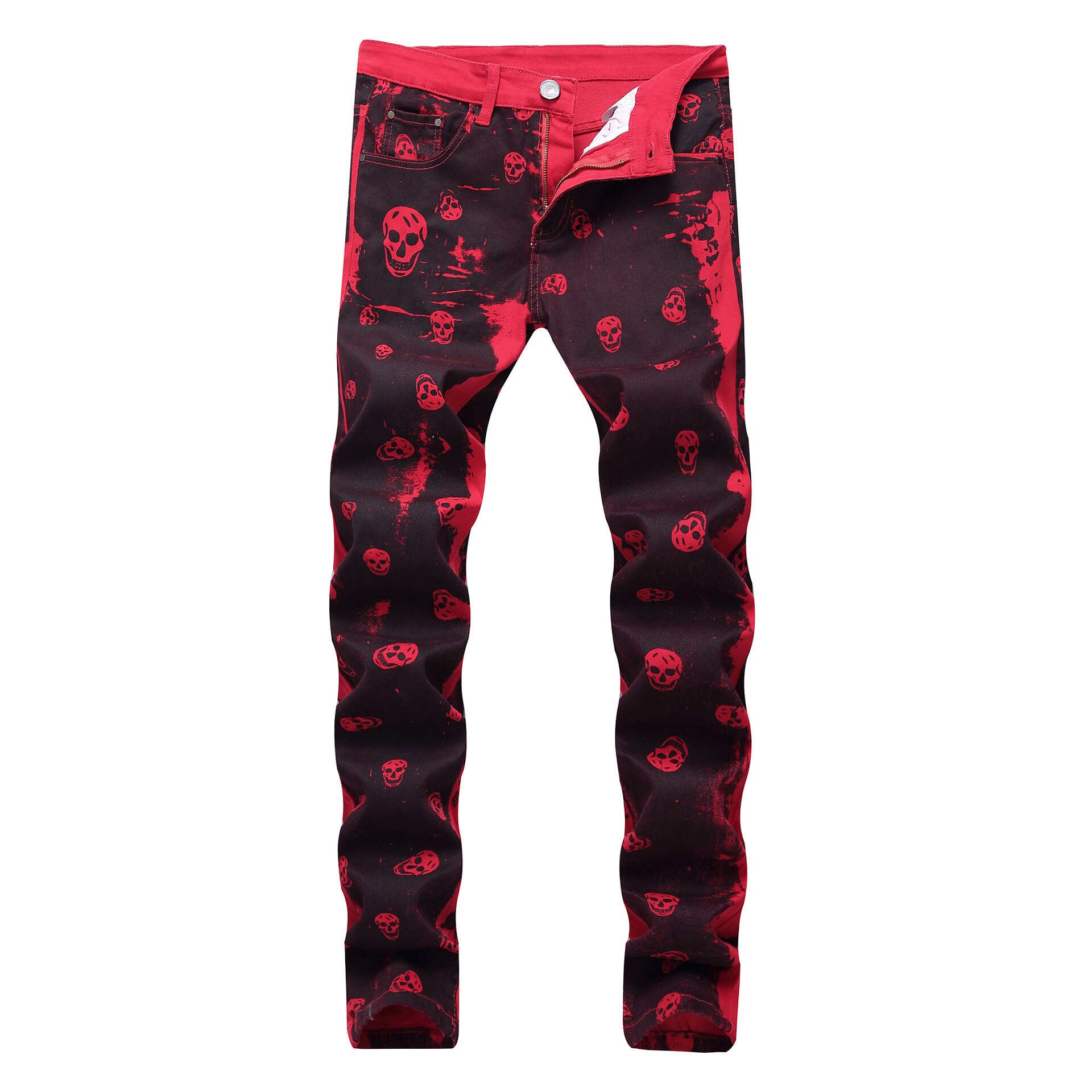 0401~16cm Skulls Print D-VIDER-SP4 Carrot Fit Jeans L32 main image 0