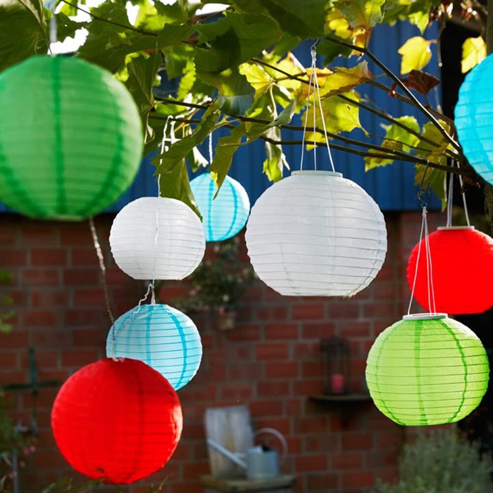 12 inch japanese paper lantern Solar Power Chinese lantern Hanging round lantern for Wedding birthday party decorations
