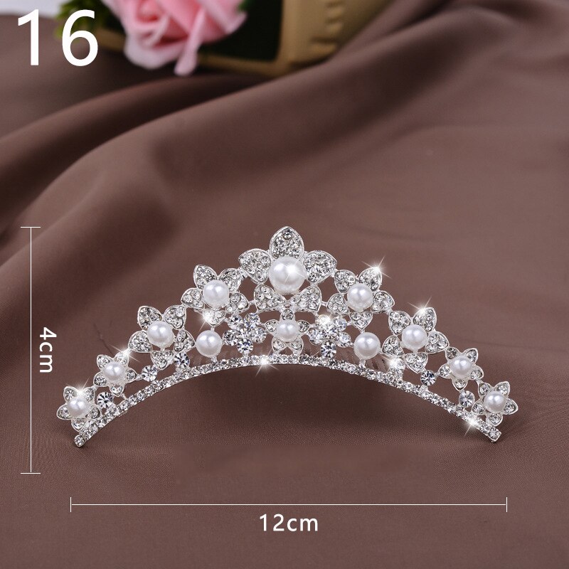 Prinzessin Krone für Mädchen Zeigen Braut Krone Tiara Diadem Silber Farbe Kristall Blumen Hochzeit Braut Haar Zubehör Kopf Schmuck: 16