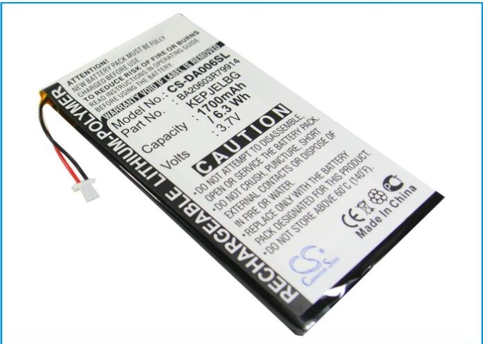 Batería de 1700mAh para Zen Vision M BA20603R79914 DVP-HD0003 MP3, MP4, PMP batería de mAh
