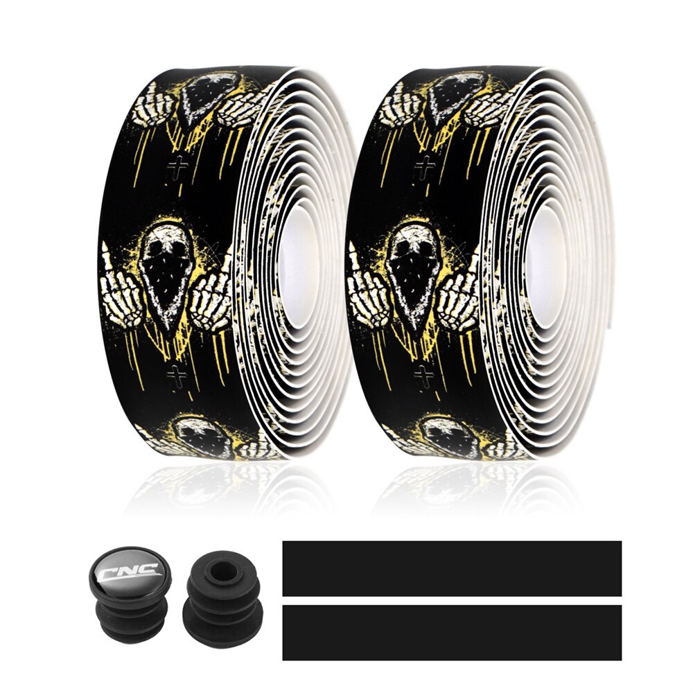 CHOOEE Bicycle Handlebar Tape Anti-Vibration Bike Tape Wrap Cycling Road Bike Handle Bar Tapes: black devil