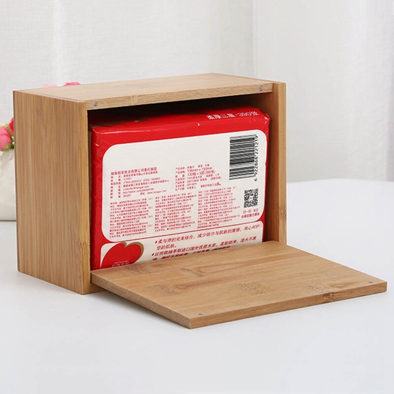 Wooden Tissue Box Holder Cover Rectangular Square Wipes Dispenser Paper Bamboo