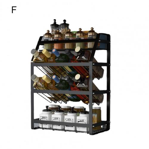 Modern Wall-mounted Spice Rack Easy to Install Seasoning Bracket Space-saving for Household: F