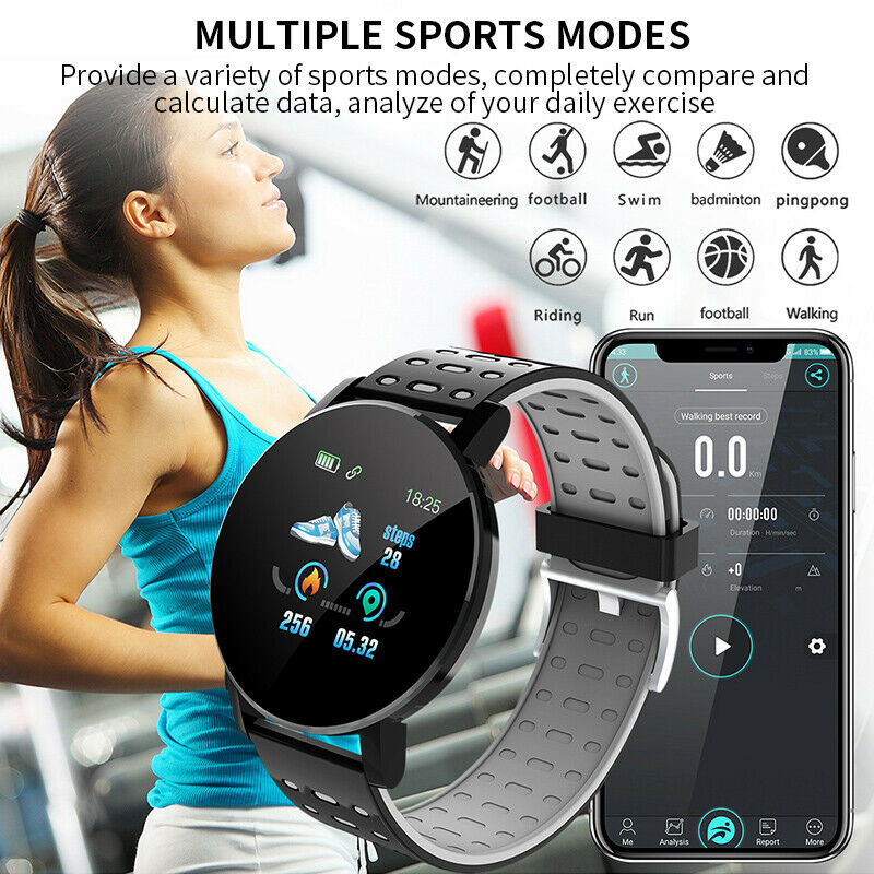 Smart Bracelet Wodoodporna Opaska Fitness - Kolorowy Wyświetlacz LCD - Włókno Węglowe/Silikon