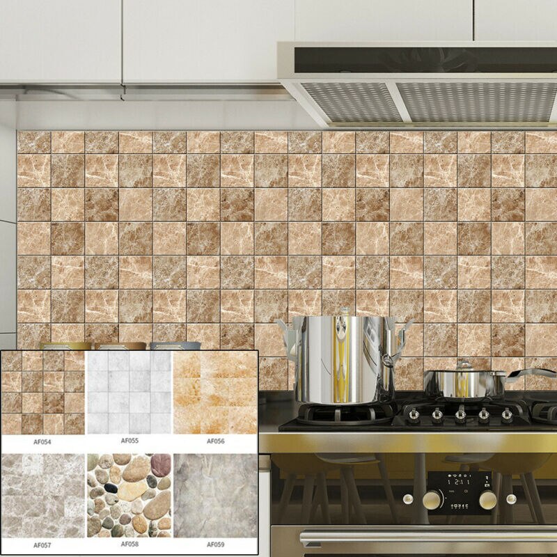 Waterproof 3D Marble Retro Pattern Bathroom Tile Sticker Floor Wall PVC Wall Decals Home Decorative DIY 3D Self Adhesive 20cm