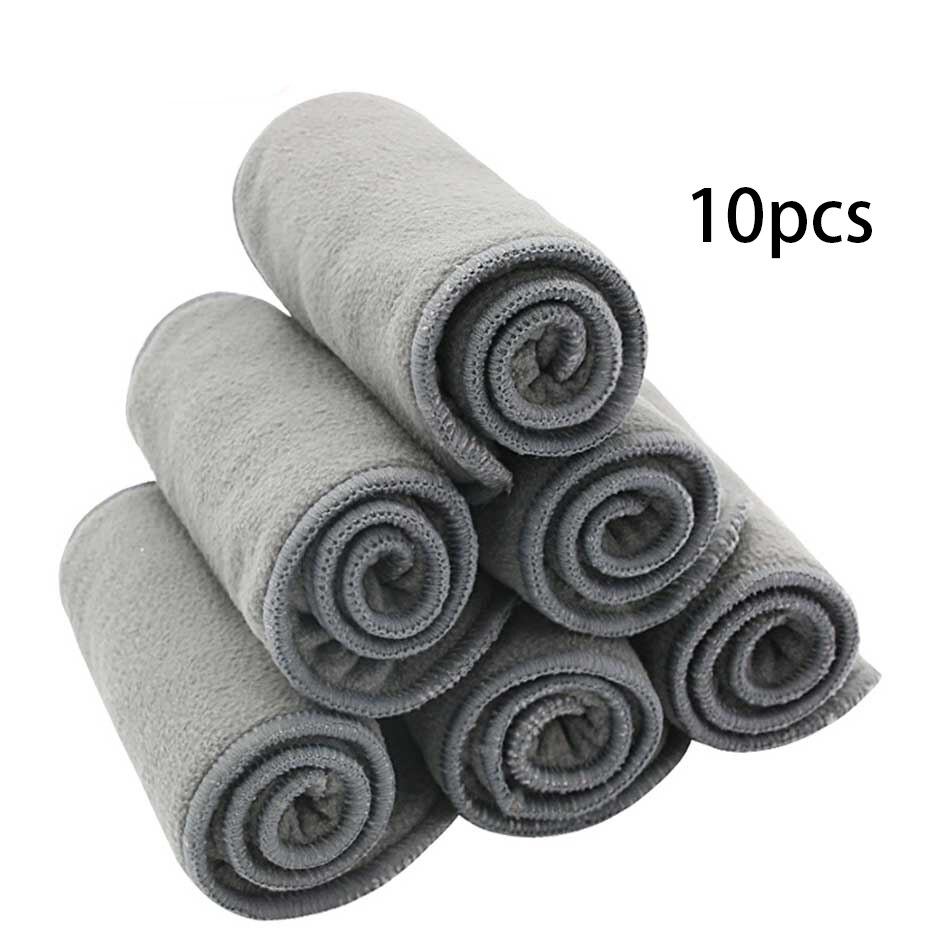 Happy Flute-pañales de para bebé, pañal de carbón de bambú, inserto de pañal para bebé, pañal de tela lavable de 4 capas: charcoal insert10pcs