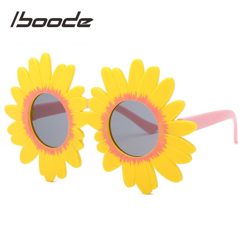 Iboode låve solbriller takrenne jenter søte solsikke rund innfatning solbriller baby barnefest solbriller  uv400 nyanser: Gul