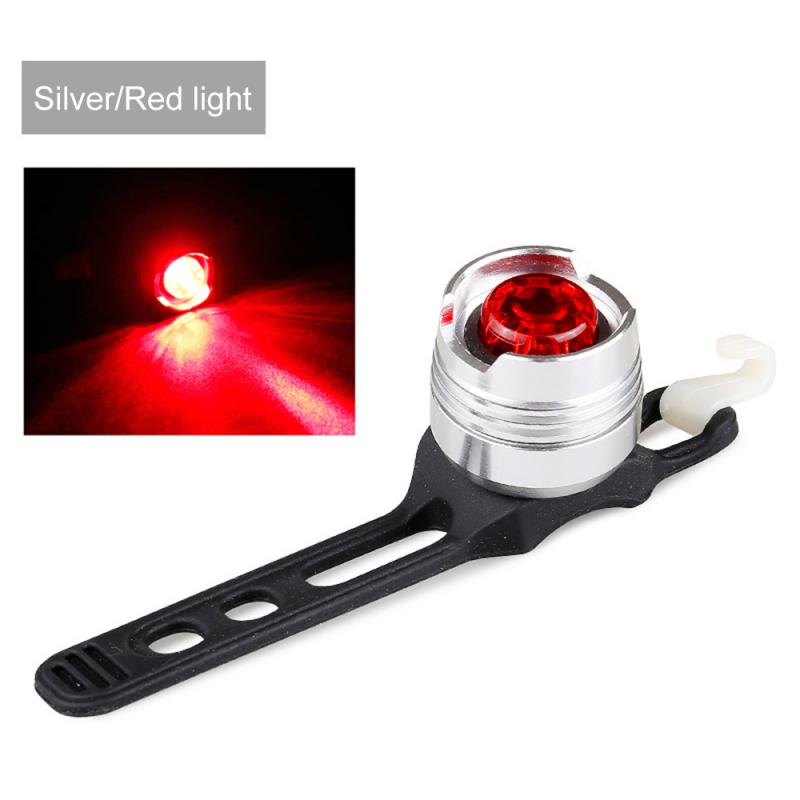 Waterproof Bicycle Tail Light LED Mountain Bike Rear Light Outdoor Cycling Gem Safety Warning Light Powered By 2032 Batteries: A03-Silver