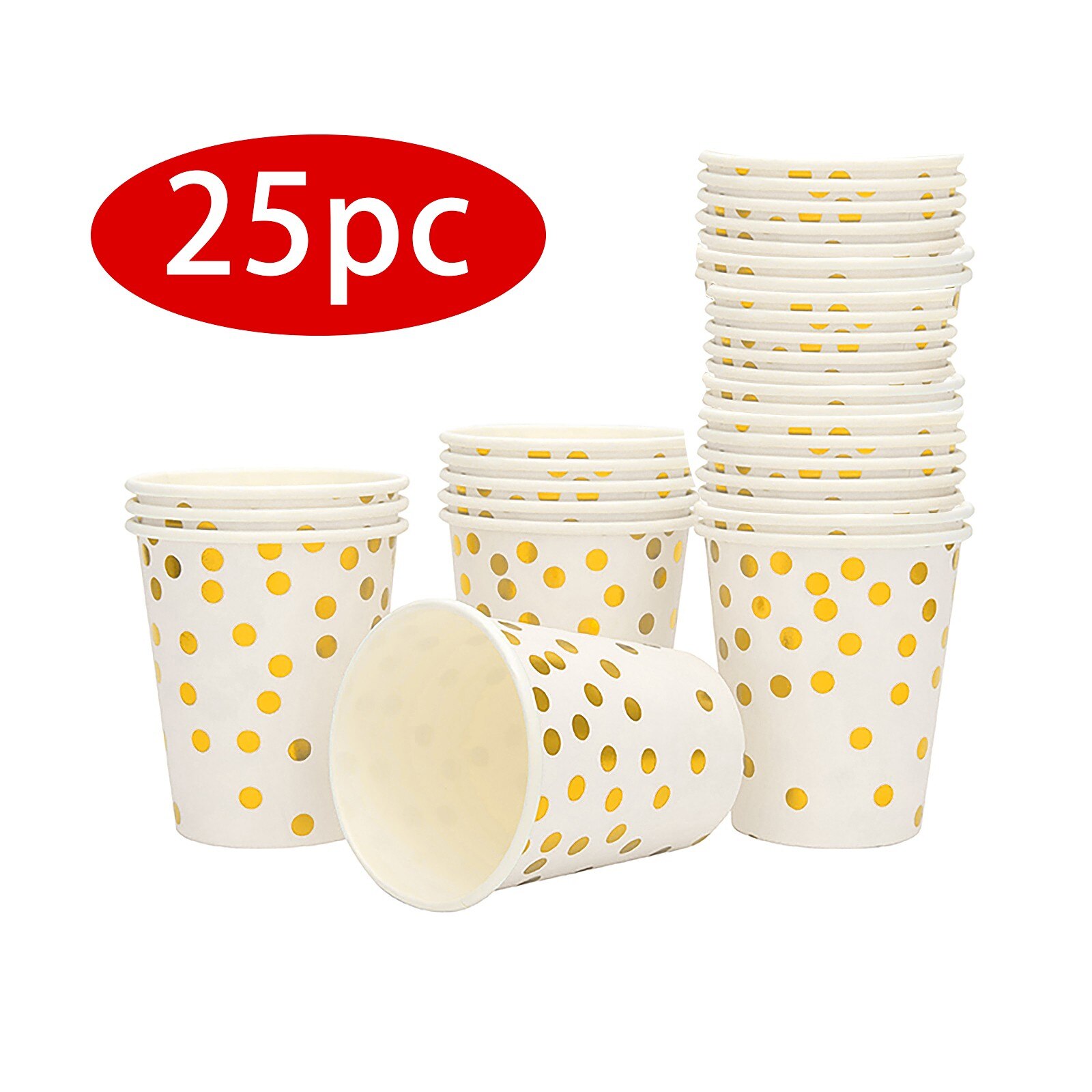 25Pc Wegwerp Papier Servies Huishoudelijke Verzamelen Bronzing Dot Servies Stapelbaar Milieubescherming Papier Cup: glass