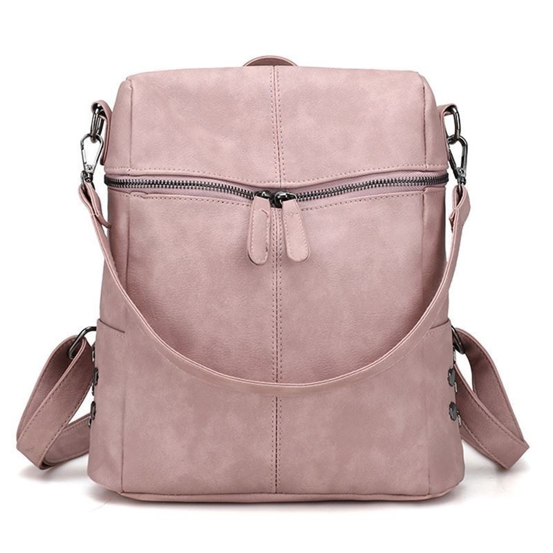 TTOU femmes sac à dos en cuir sacs d'école pour adolescent filles grand sac à dos scolaire Vintage solide sacs à bandoulière: Pink