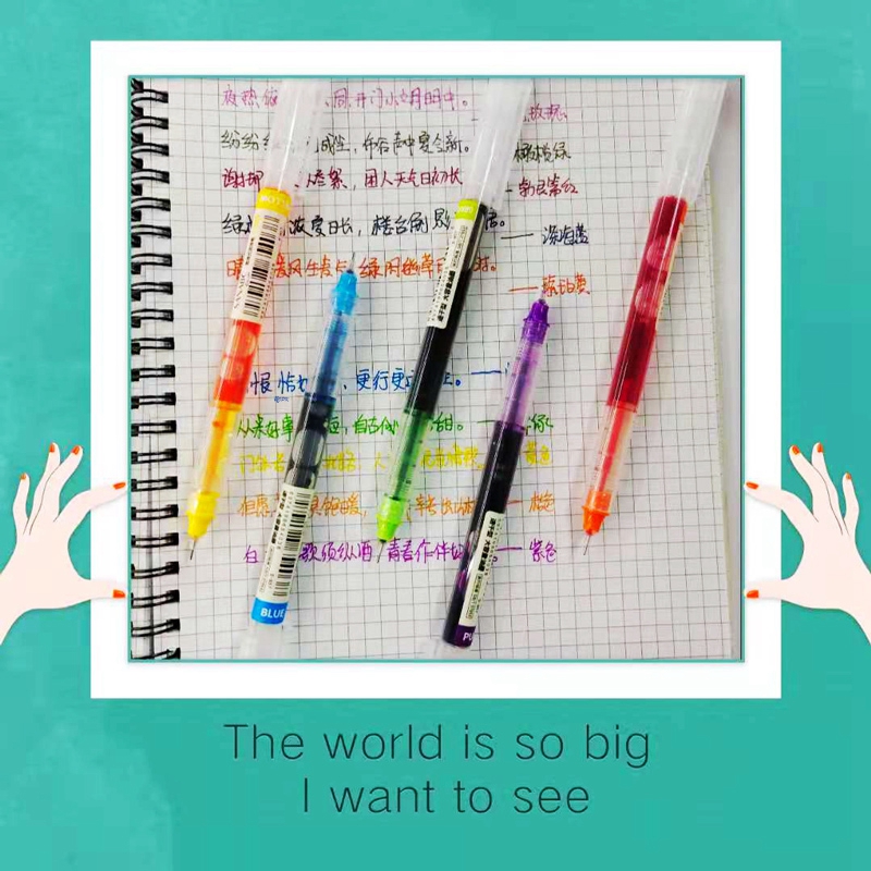 Bolígrafo de Gel líquido recto de 10 colores, bolígrafos de Gel coloridos de gran capacidad de secado rápido, bolígrafos Rollerball de 0,5mm, papelería para escuela y oficina