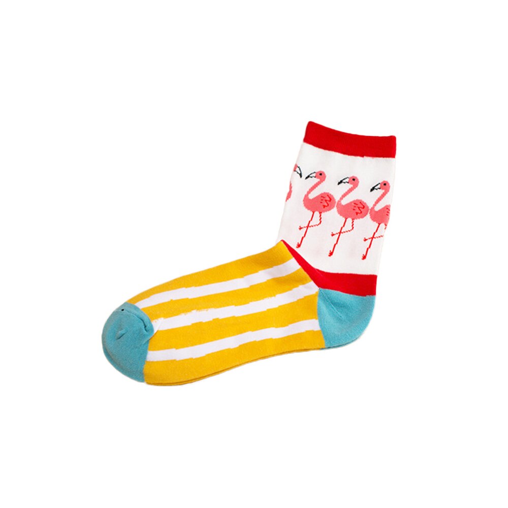 1 Par Mulheres Moda Flamingo Série Novidade Crew Socks Macio Quente E Confortável