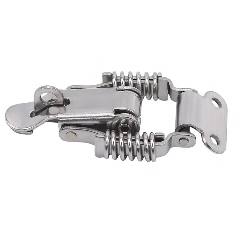 Stainless Steel Double Spring Locking Latch Hasps Chest Toggle Catch Clasp Box Loaded Hinges Furniture Hardware Accessories: M