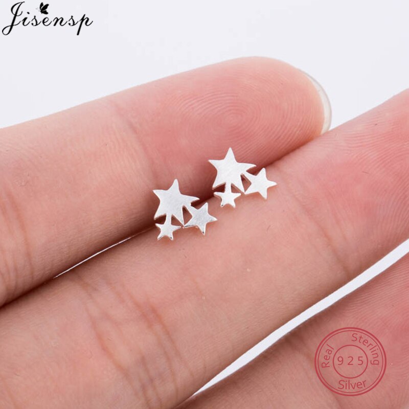 Real 925 Sterling Silver Animal Earrings for Women Minimalist Star Cat Triangle Music Stud Earrings Child Best allergy free: FED014