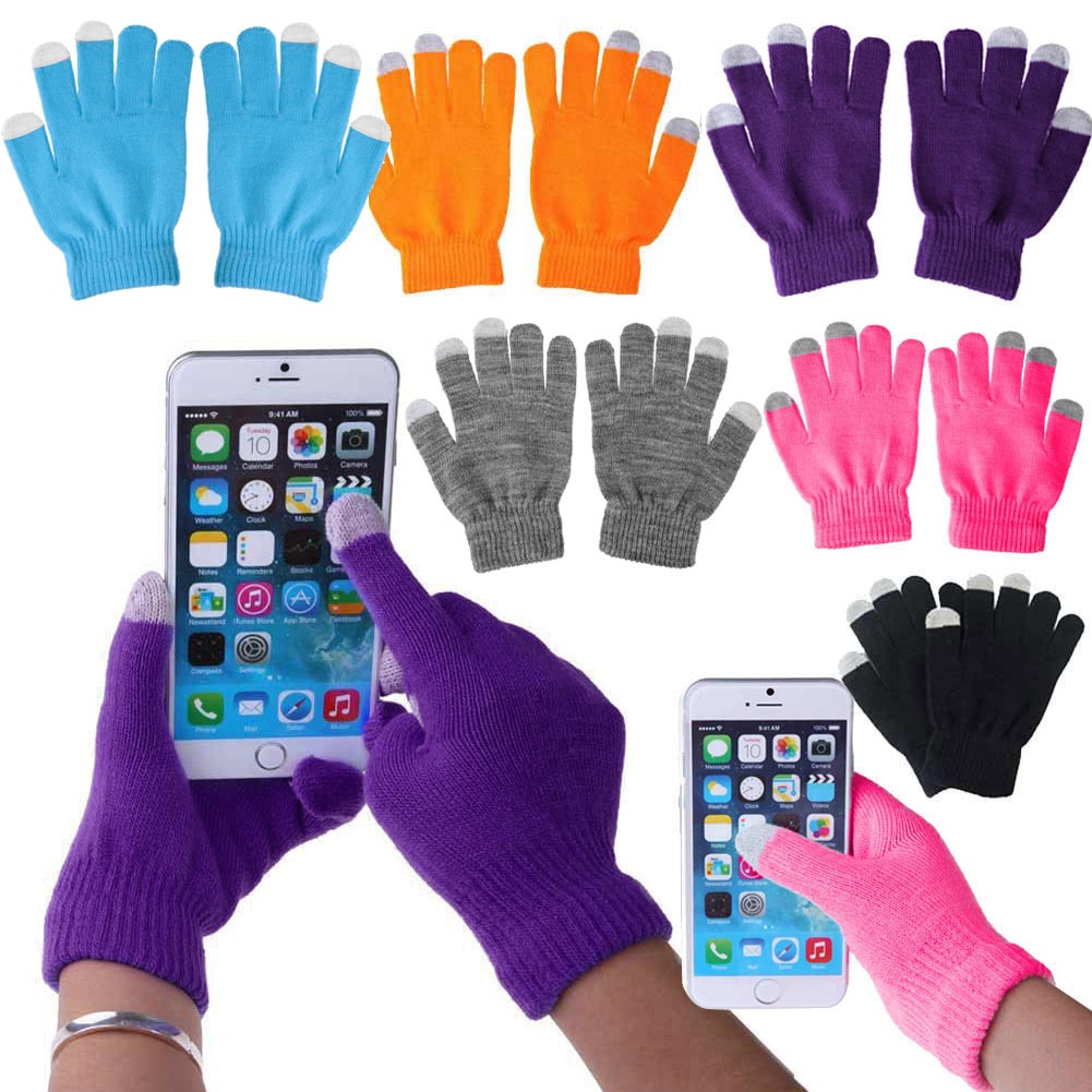Unisex vinter varm kapacitiv strik handsker håndvarmer til berøringsskærm smart telefon kvindelige handsker fingerløse handsker