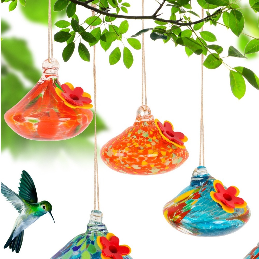 Durable Droplet Shaped Hummingbird Feeder Hanging Glass Ball Bird Automatic Feeder Practical Bird Drinking Fountain For Window