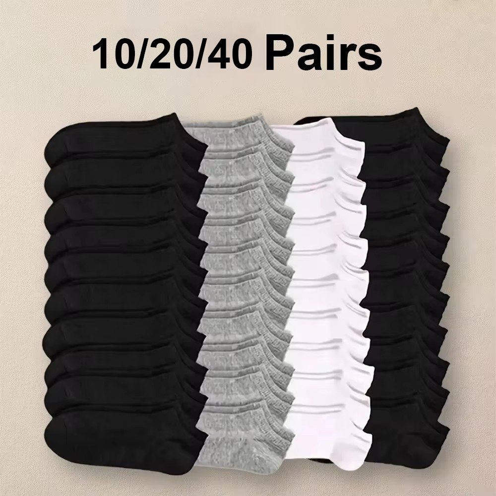 10/20/40 pares de calcetines náuticos para hombre, calcetines deportivos de negocios con absorción de sudor para verano y otoño, calcetines tobilleros versátiles de Color sólido