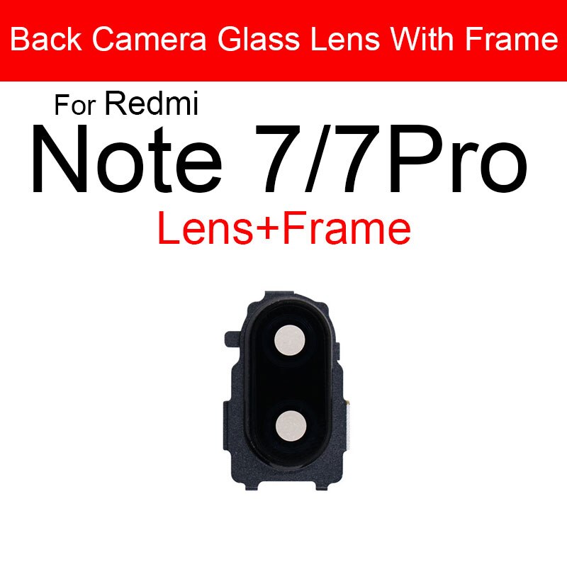 Posteriore Posteriore della Macchina Fotografica Obiettivo di Vetro Della Copertura Per Xiaomi Redmi Nota 7 7 Pro Principale Grande Macchina Fotografica Telaio di Copertura + Adesivo riparazione Parti di Ricambio: Black
