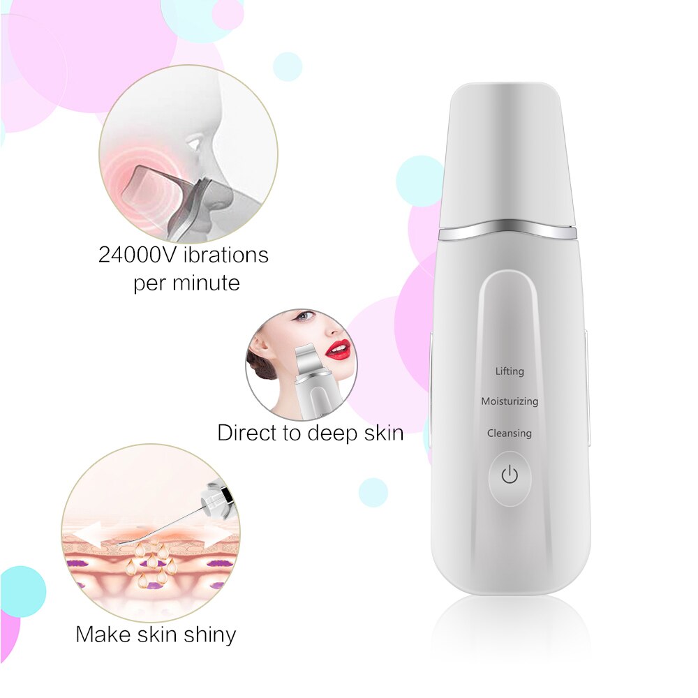 Ultrasone Ion Huid Scrubber Oplaadbare Microdermabrasie Diepe Reiniging Hoge Frequentie Trillingen Gezicht Peeling Massager Spa