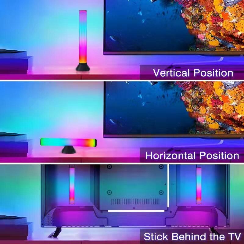 ! LED Ambient Light Bar, 2 Pcs Smart RGB Gaming Lamp Lighting With Music, TV LED Backlight USB Immersive Mood Light For