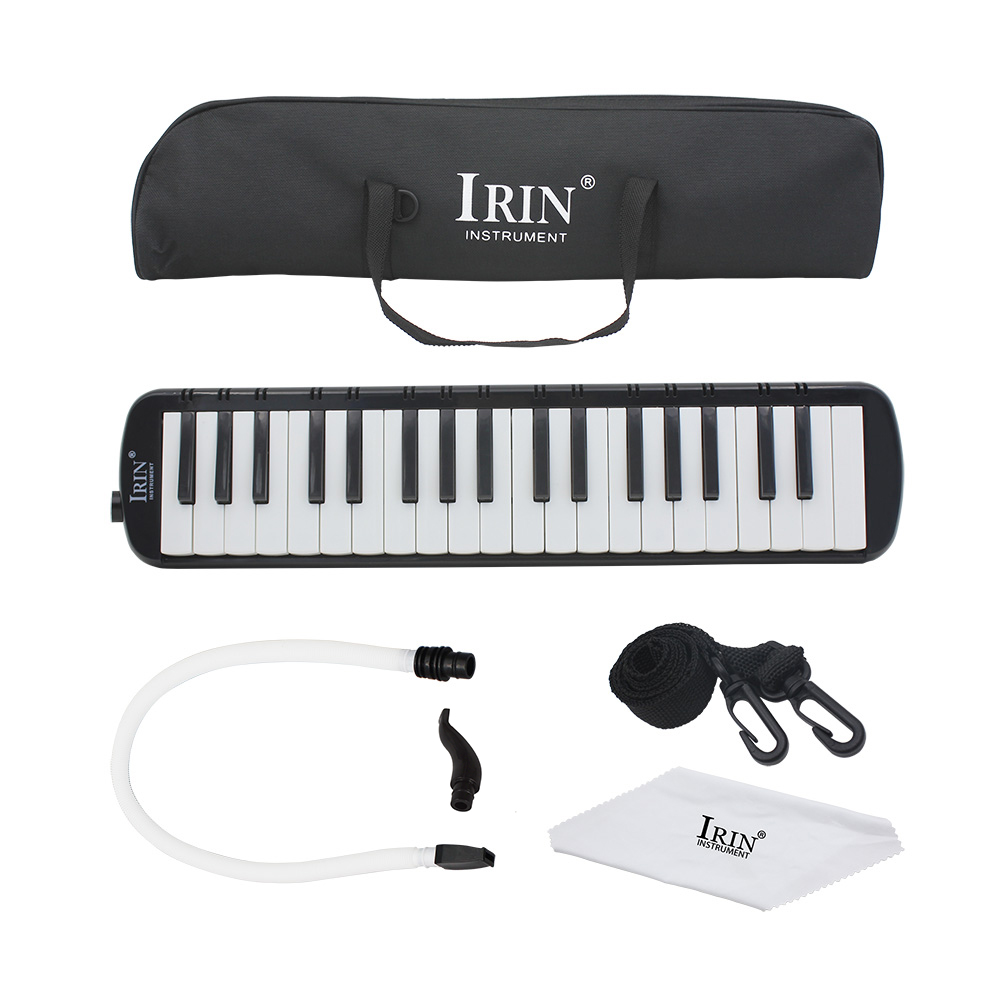 Teclado de Piano melódica de 37 teclas, instrumento Musical estilo armónica, órgano bucal con bolsa de transporte, boquilla, educativos: Negro