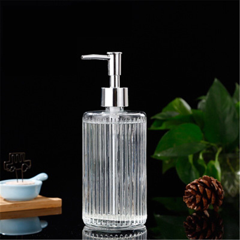 400Ml Zeep Fles Badkamer Transparante Opslag Flessen Douche Hervulbare Glazen Fles Shampoo Druk Fles Zeepdispenser: A