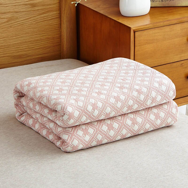 100%  bomullstvätt gasväv handduk täcke/filt/kast (labyrint pläd) handduk filtar sängkläder set täcke lakan soffa: Rosa / 150 cm x 200cm