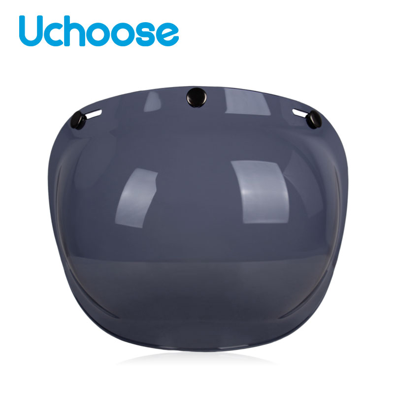 Visera para casco de cara abierta, cascos de motocicleta, viseras de burbujas abatibles hacia arriba, lente Capacete, accesorios para casco de motocicleta: Gris