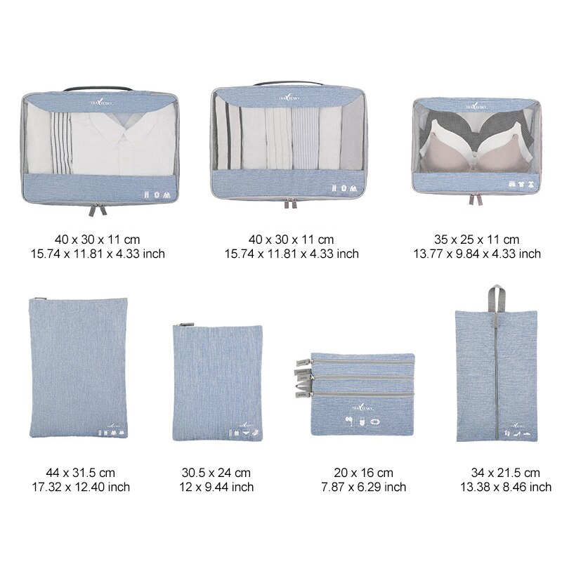 Portable Travel Bags Pouchs Set Storage Bag Suitcase Clothes Cosmetic Organizer Luggage Packing Laundry Accessories Supplies