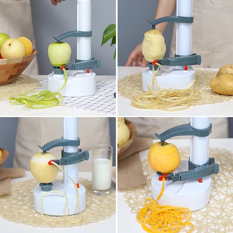 Pacote atualizado espiral elétrica maçã descascador cortador slicer frutas batata automática a pilhas descascador máquina de ferramentas cozinha