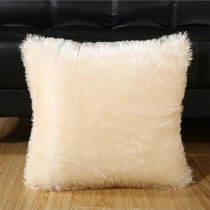Plysj putetrekk myk plysj imitert pels putetrekk hjemme dekorative putetrekk hotell hjemme pute puter til sofa bil stol: Beige gul