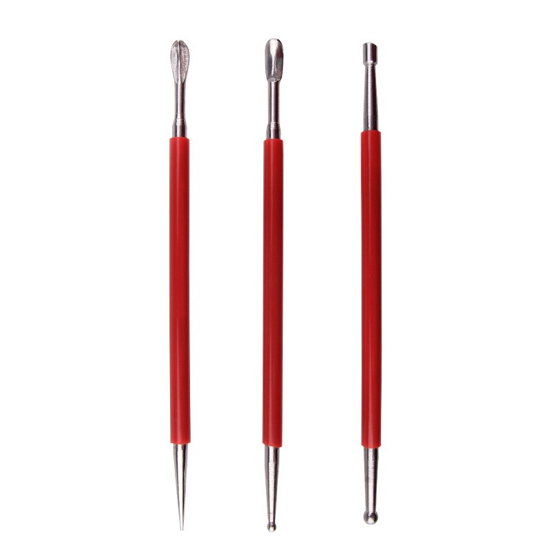 3 pcs Red bar stainless steel indentation pen sets of soft clay ceramic indentation tools clay plastic tools Artistic supplies