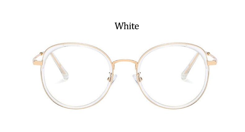 Montura de gafas redondas transparentes para mujer, lentes ópticas de Metal Retro vintage, de lujo, de gran tamaño,: Transparent
