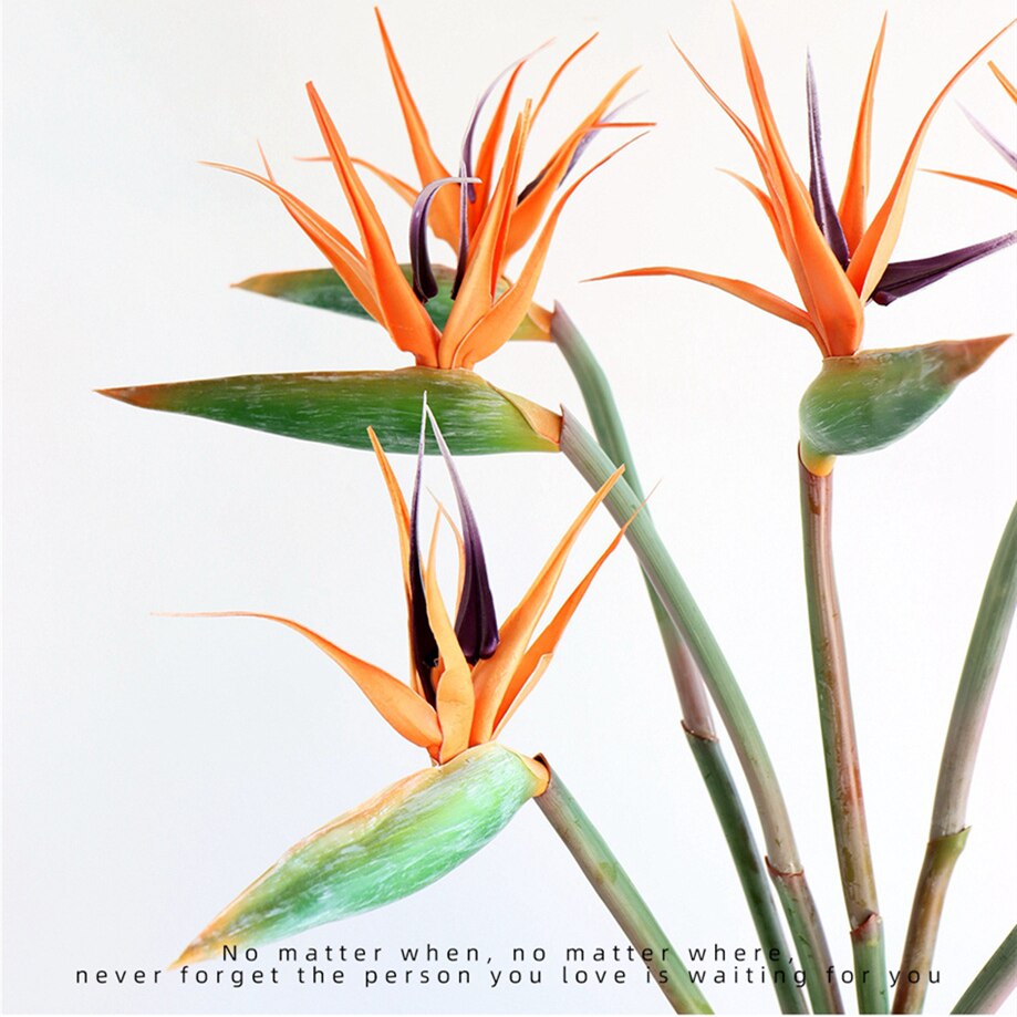 Artificial Tropical Flowers 43''/32'' Faux Bird of Paradise Plant Palm Leaves for Floral Arrangement for Home Party Office Decor