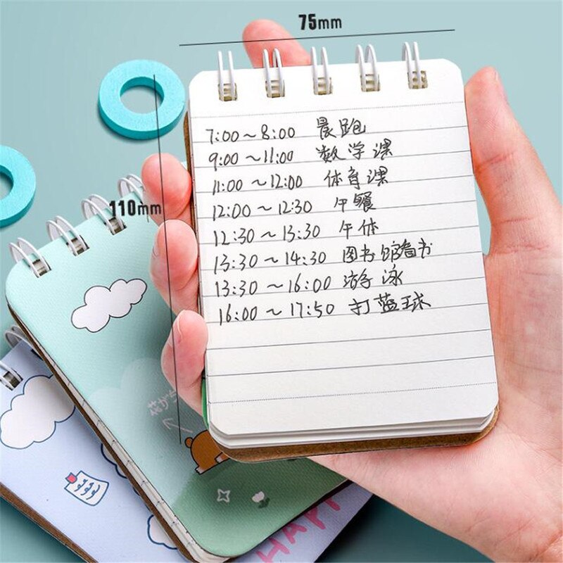Mini Bloc de notas de bolsillo con tapa para agenda, cuadernos de escritura con espiral abatible, sencilla, original, para oficina y escuela, 4 Uds.