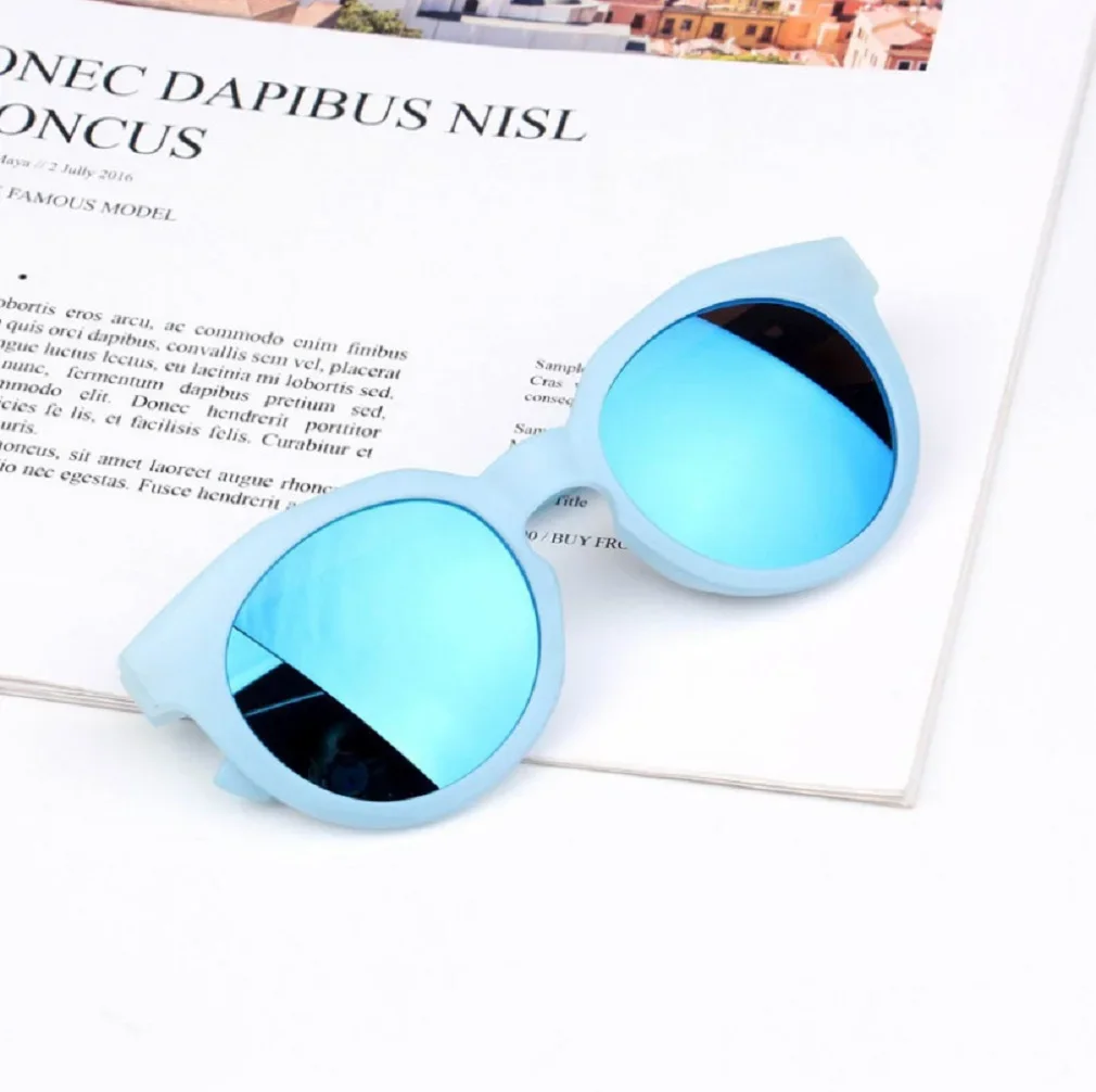 MOONBIFFY 2023 gafas de sol para niños y niñas, lentes brillantes, protección UV400, gafas de sol encantadoras para bebés de 2 a 8 años, novedad: Azul