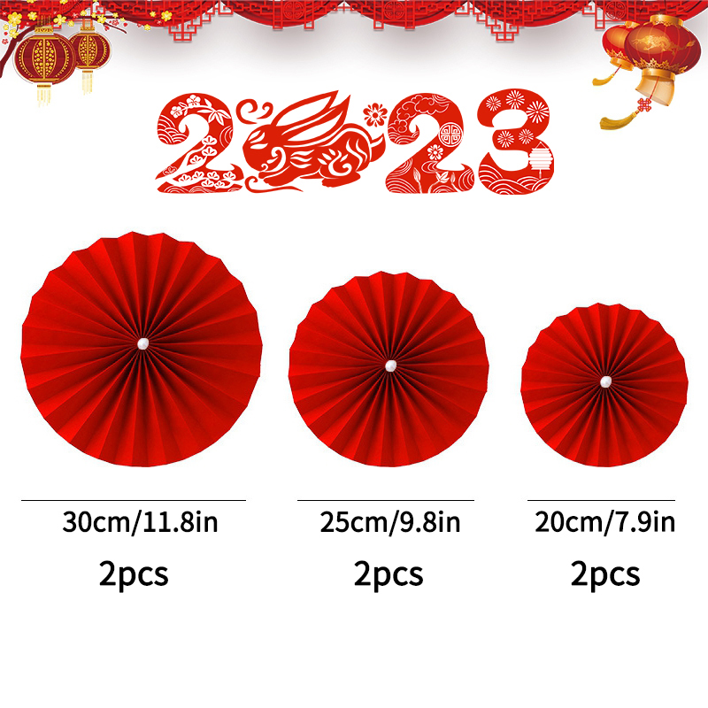 Decoración de boda china Fondo de matrimonio chino abanico de papel colgante adorno de pared abanico de papel rojo decoración de la habitación