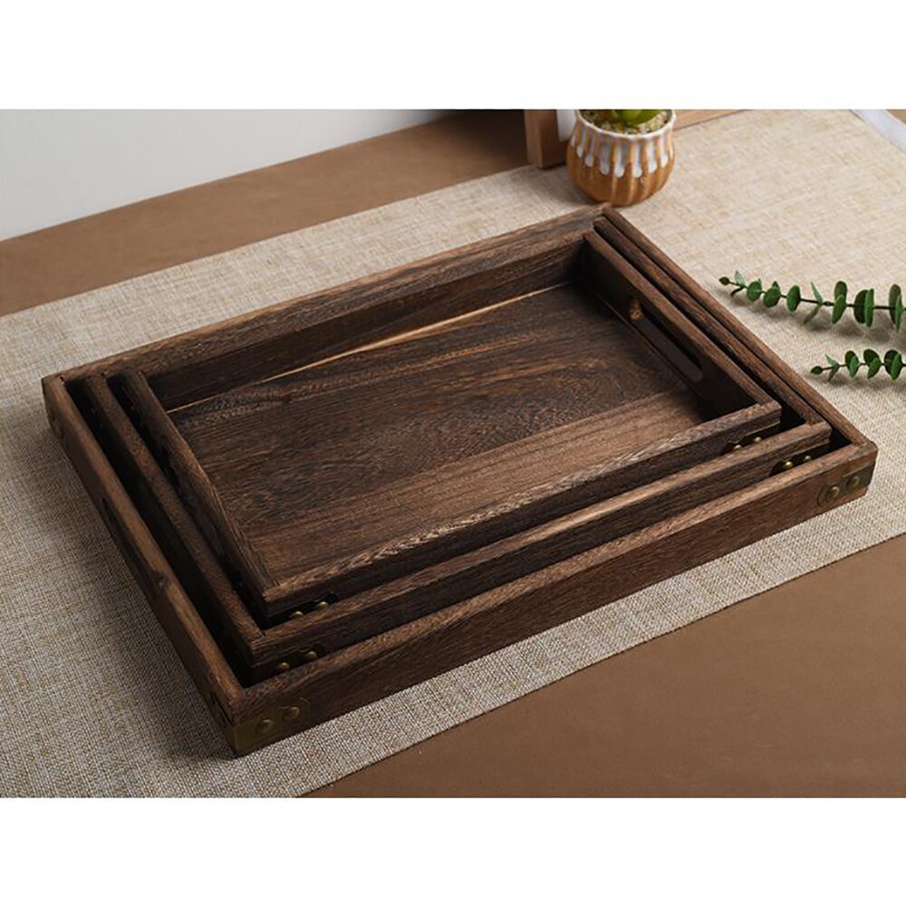 1 Piece Retro Wooden Pallet Rectangular Storage Trays Hotel Dessert Dinner Tea Food Tableware Serving Tray Home Kitchen Tool