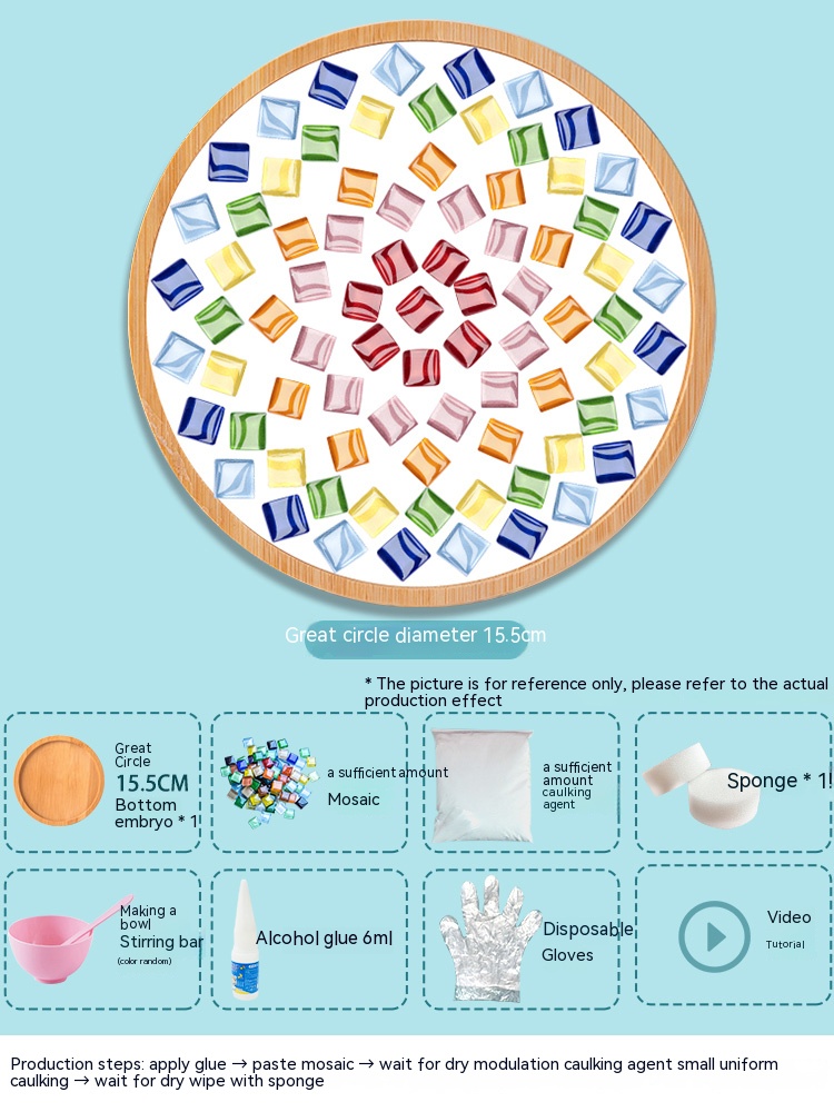 Posavasos de mosaico hecho a mano para niños, bandeja de madera para vajilla, tapete para tazas, artesanía, fácil de hacer, de Navidad: Verde militar