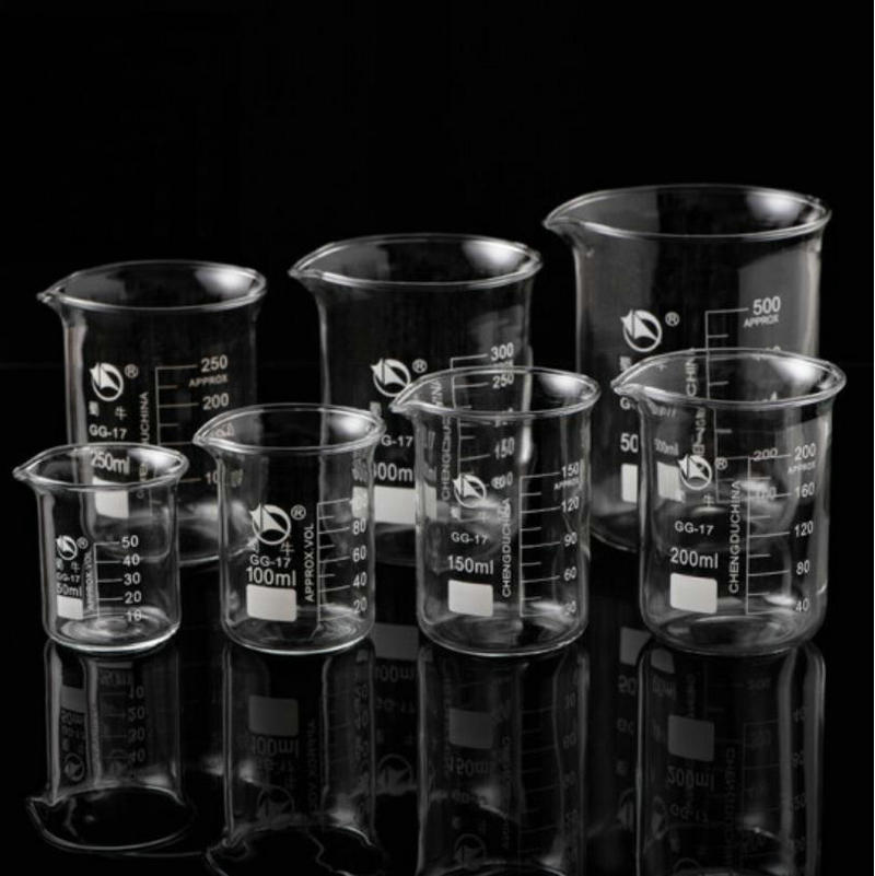 25ml zu 200ml Labor Messbecher transparent Borosilikatglas Becher mit Absolvierte Skala für Labor Chemie Ausrügestochen