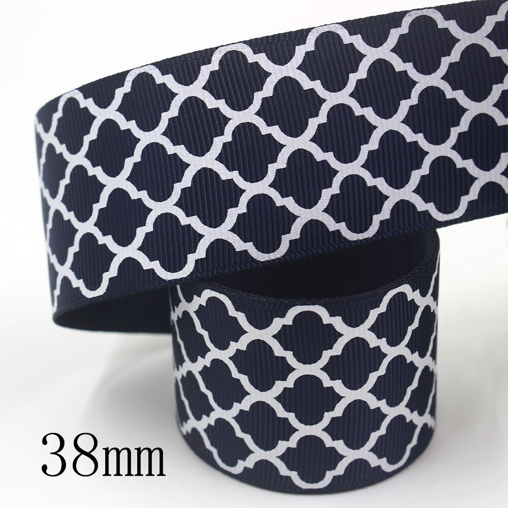 1-1/2 ''38mm 10yds Geometrische patronen Thermische overdracht Gedrukt grosgrain Linten, boog cap accessoires decoraties, I-191121-2534